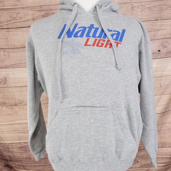 NATURAL LIGHT BEER KOOZIE NATTIE GREY PULLOVER HOODIE SIZE M MEDIUM - Picture 3 of 8
